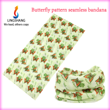 LINGSHANG fashion butterfly design bandana multifunctional outdoor tube scarf headwear seamless sport tubular bandana